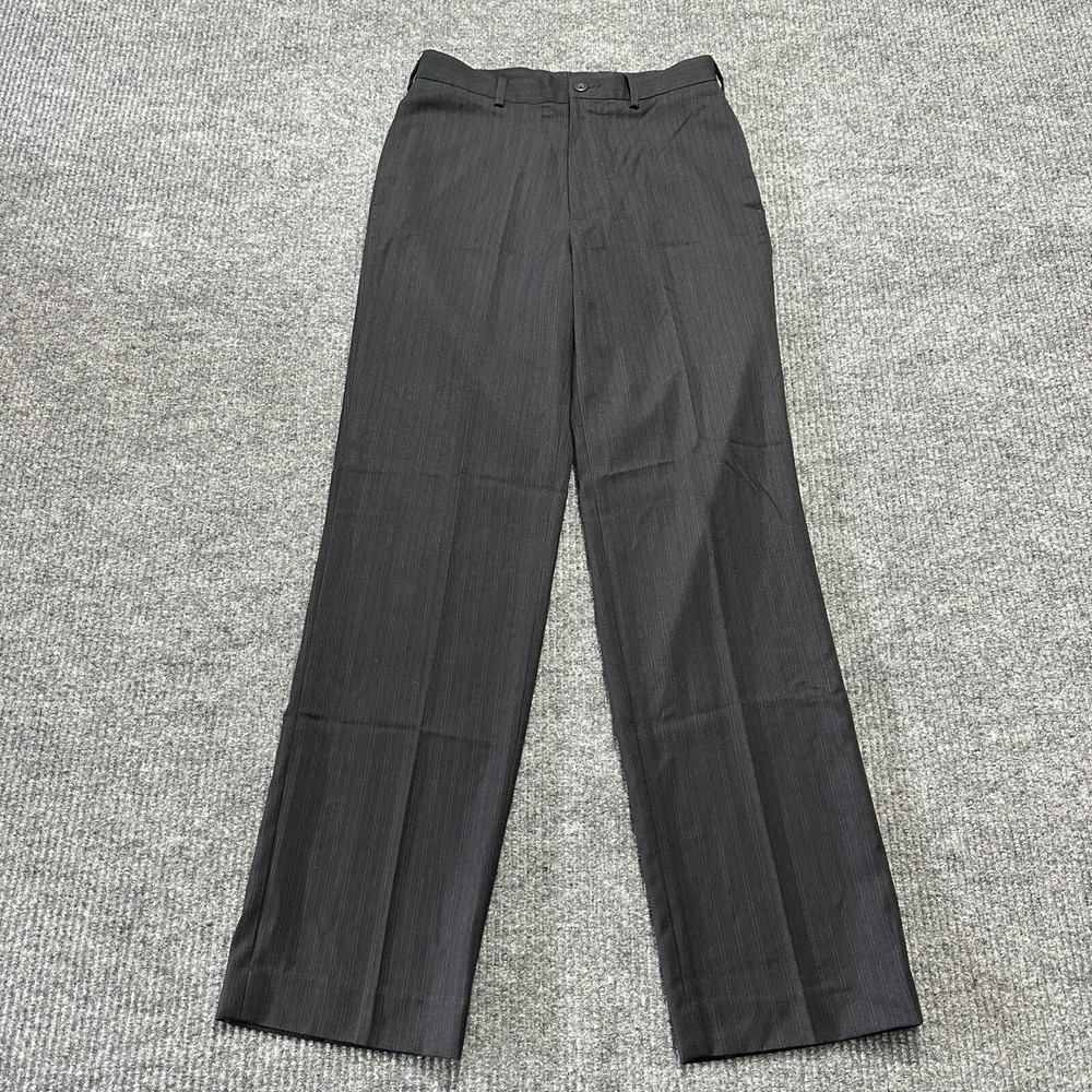 Contigo Mens Dress Pants‎ Size 28x32 Black Striped Flat Front Casual Mid Rise